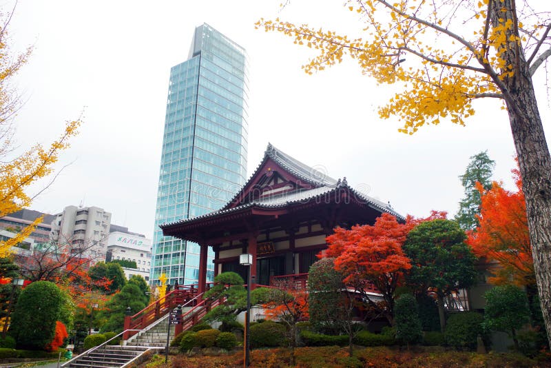 One of the halls of Zojoji Temple. a Buddhist temple located in Shiba, Minato. All structures excepted the main gate Sangedatsumon were destroyed during the Tokyo Bombing and were rebuilted later. One of the halls of Zojoji Temple. a Buddhist temple located in Shiba, Minato. All structures excepted the main gate Sangedatsumon were destroyed during the Tokyo Bombing and were rebuilted later.