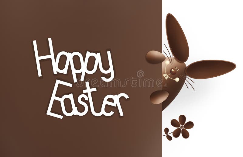 Pasqua felice, coniglietto divertente del cioccolato che mostra il segno con testo o illustrazione di stock Pasqua felice, coniglietto divertente del cioccolato che mostra il segno con testo o illustrazione di stock
