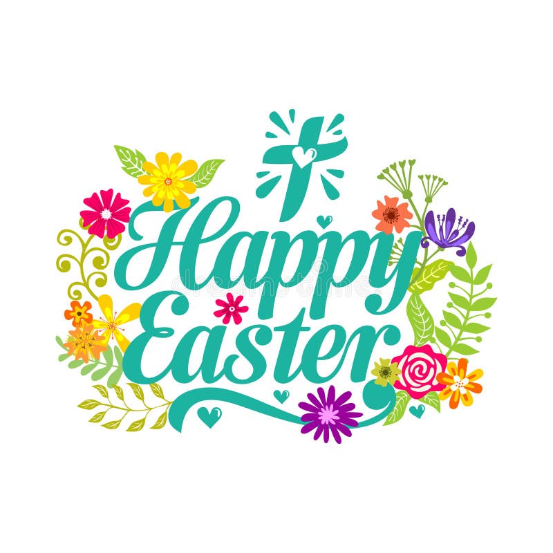 Happy easter. Lettering and graphic elements. Cross of Jesus Christ. Happy easter. Lettering and graphic elements. Cross of Jesus Christ.