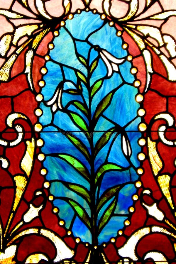 Vetrata con Giglio di Pasqua fotografia stock