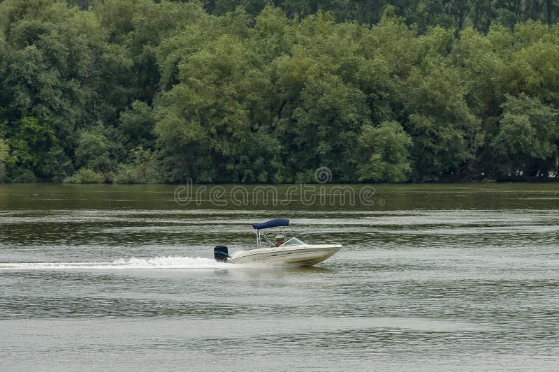 Pass Tug Boat Along Pontoon And Boats In The Vidin Danube