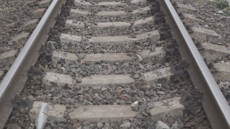 Passage of the camera along railroad tracks