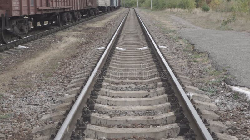 Passage of the camera along railroad tracks
