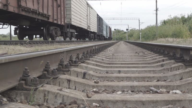 Passage of the camera along railroad tracks