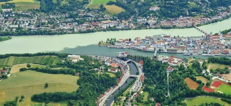 Passau, Germany: Estuary of Inn and Ilz into the Danube.