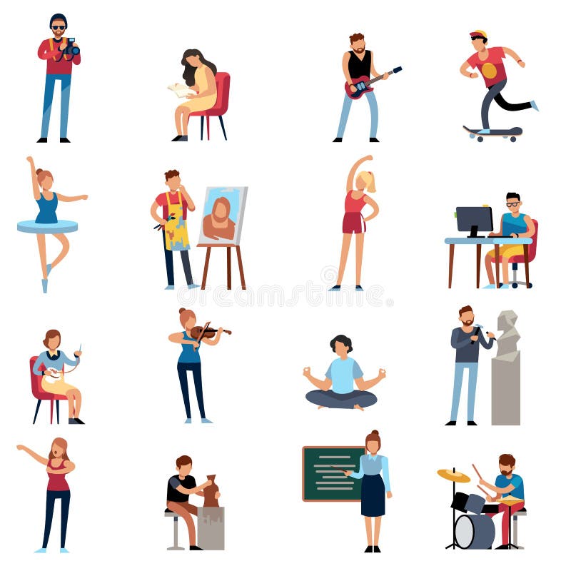Passe-temps de personnes Ensemble adolescent heureux de vecteur de bande dessinée de concepteur d'illustrateur d'auteur d'artiste illustration libre de droits Passe-temps de personnes Ensemble adolescent heureux de vecteur de bande dessinée de concepteur d'illustrateur d'auteur d'artiste illustration libre de droits