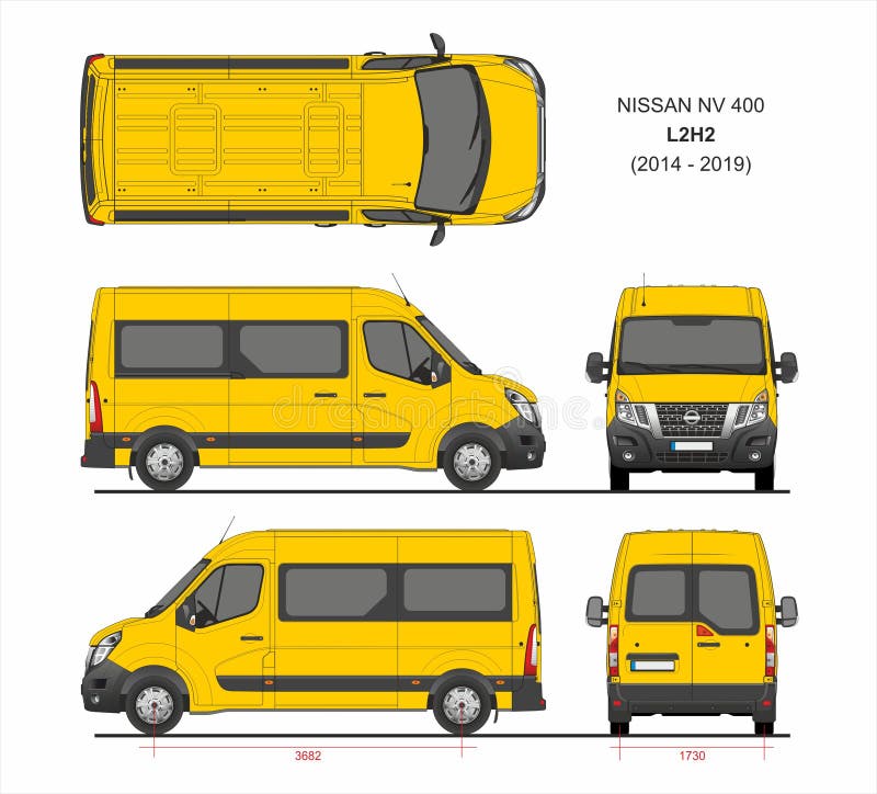 Passeggero Van L2H2 2014-2019 di Nissan NV400 illustrazione vettoriale Passeggero Van L2H2 2014-2019 di Nissan NV400 illustrazione vettoriale