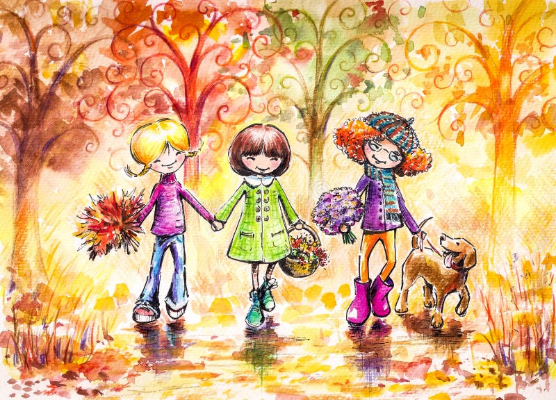 Passeggiata di autunno royalty illustrazione gratis Passeggiata di autunno royalty illustrazione gratis