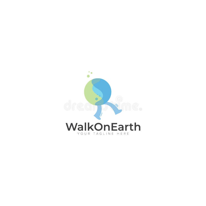 Passeggiata su terra o sul globo Logo Design illustrazione vettoriale Passeggiata su terra o sul globo Logo Design illustrazione vettoriale