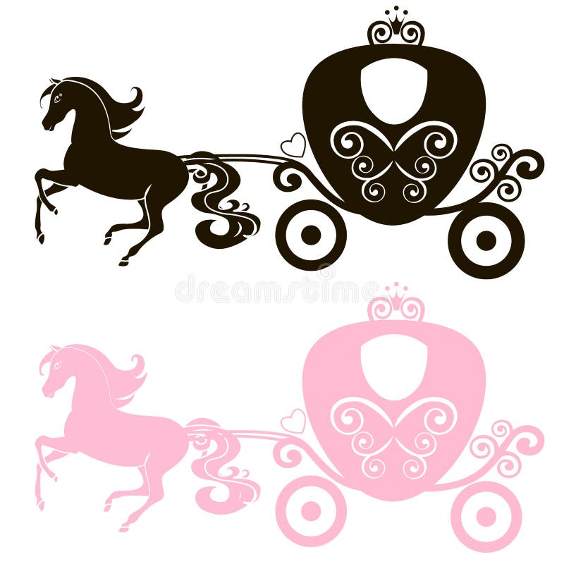 Passeggiatore d'annata della ragazza di principessa di vettore trainato da cavalli rosa reale favoloso del trasporto, logo, il ne illustrazione di stock Passeggiatore d'annata della ragazza di principessa di vettore trainato da cavalli rosa reale favoloso del trasporto, logo, il ne illustrazione di stock