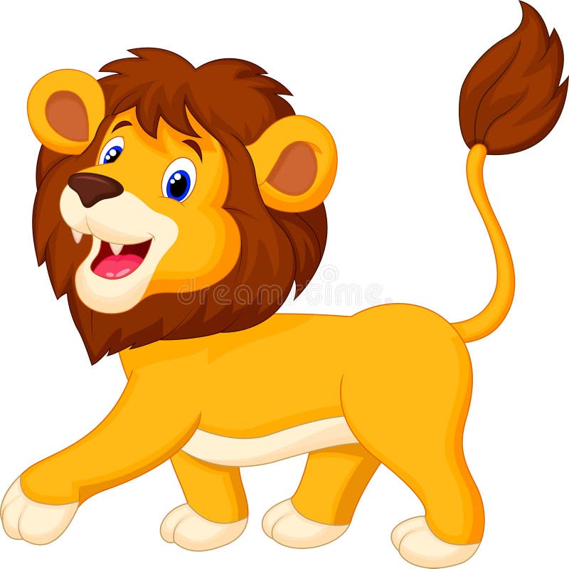 Passeio bonito dos desenhos animados do leão ilustração royalty free Passeio bonito dos desenhos animados do leão ilustração royalty free