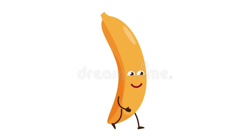 Passeio e sorriso do personagem de banda desenhada da banana