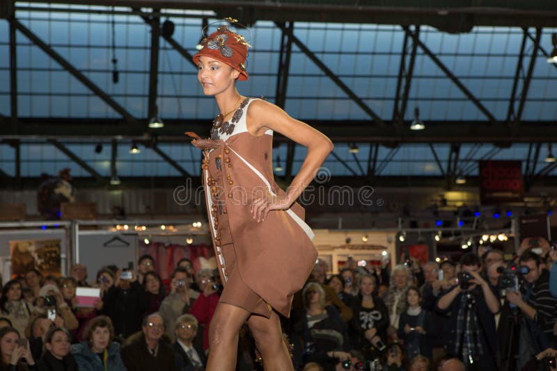 Passeio Modelo Com O Vestido Do Chocolate Durante O Desfile De Moda Imagem  Editorial - Imagem de bruxelas, olhar: 43276420