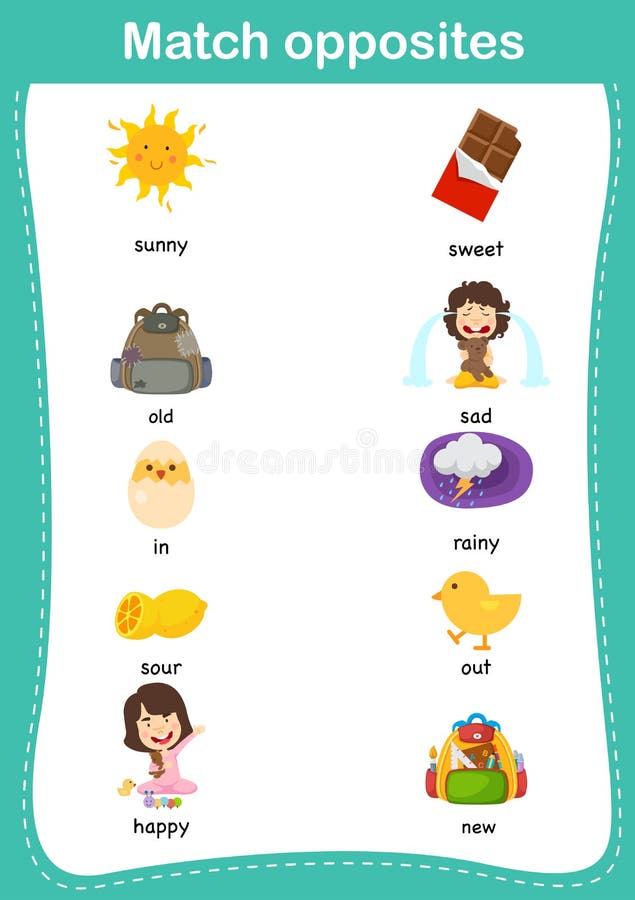 Passend kinderen onderwijsspel Gelijke van tegengestelden stock illustratie Passend kinderen onderwijsspel Gelijke van tegengestelden stock illustratie