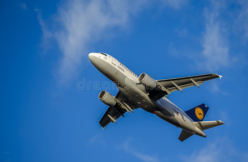 Passenger Aircraft in Lufthansa Livery. Airbus A319 royalty free stock images