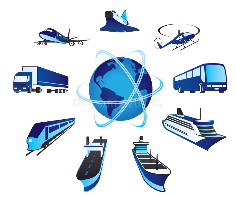 Passenger and cargo transportations around the world - vector illustration. Passenger and cargo transportations around the world - vector illustration