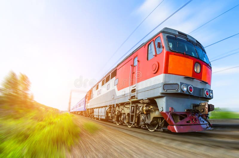 Passenger Diesel Train Traveling Speed Railway Wagons Journey Light