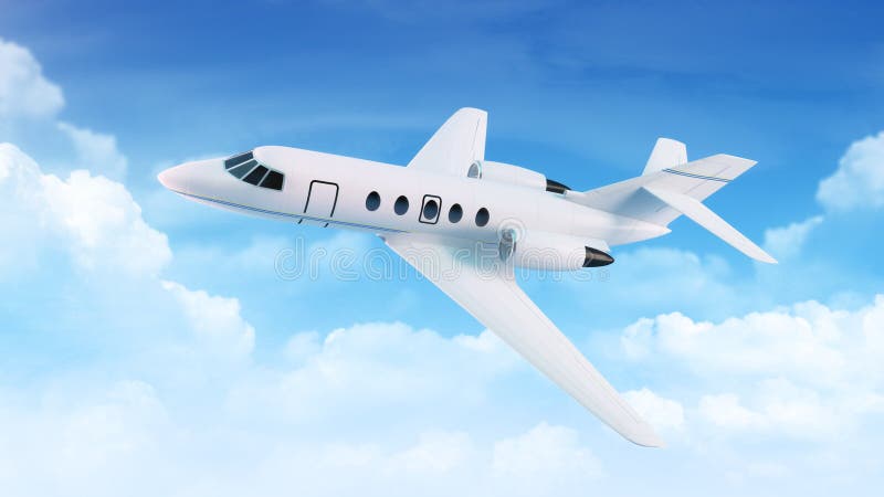 Passenger plane in the blue sky with clouds