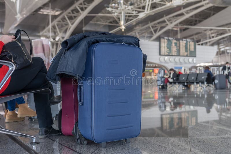 Passenger`s Suitcase at the Airport Stock Photo Image of baggage