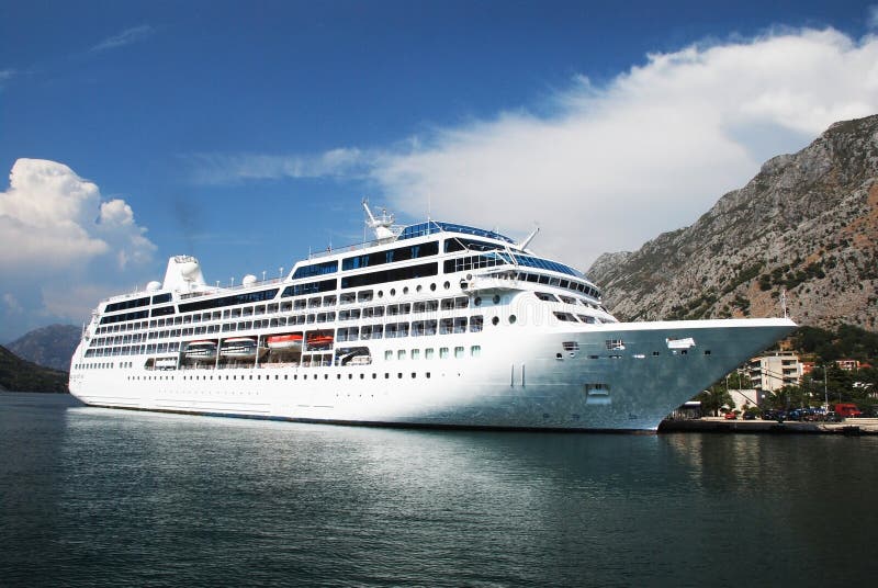 Passenger ship in harbor stock images
