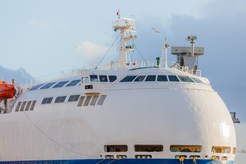 Passenger ship in port stock photo