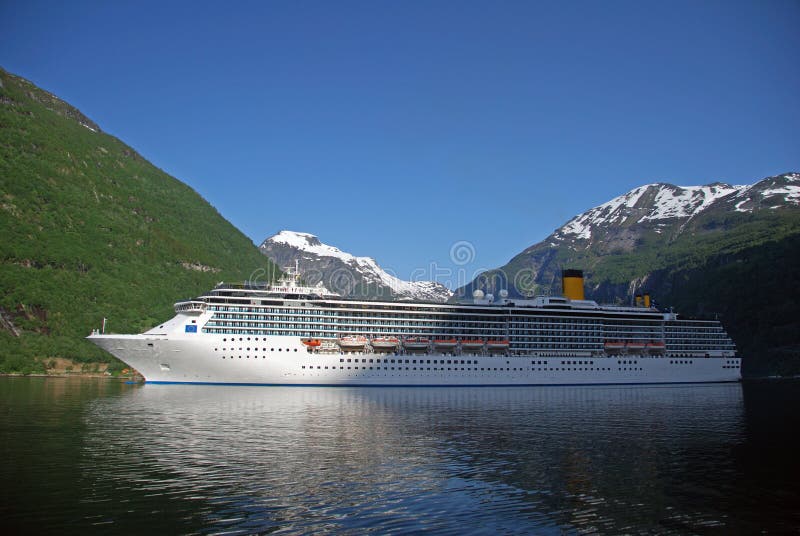 Passenger ship visiting Geiranger stock images