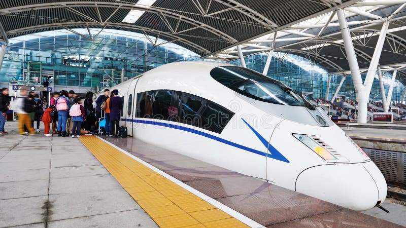 Passengers waiting for high speed train stock image