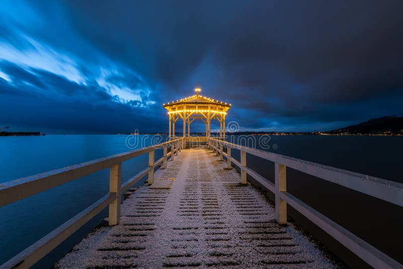 Passerella di Fisherman’s sul lago di Costanza in Bregenz fotografie stock libere da diritti Passerella di Fisherman’s sul lago di Costanza in Bregenz fotografie stock libere da diritti