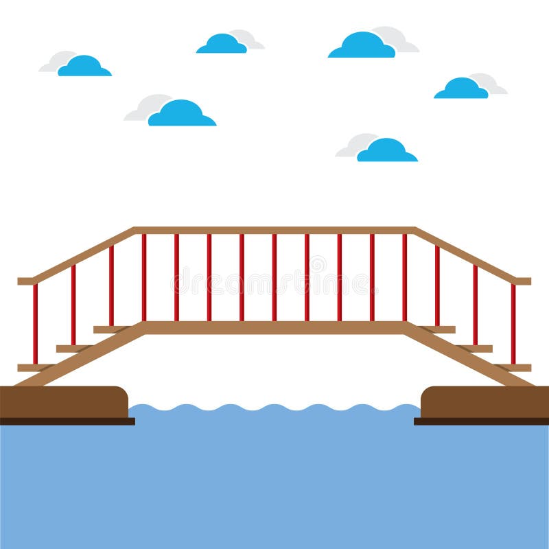 Passerelle en bois au-dessus du fleuve illustration de vecteur