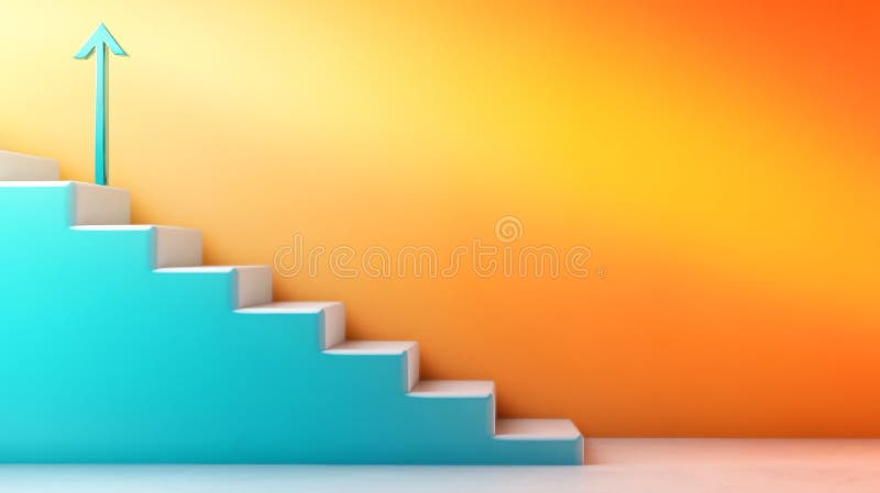 Passi colorati con freccia che indicano i progressi verso il successo e il concetto di crescita illustrazione di stock