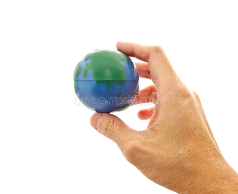 Passi la tenuta del giocattolo di modello globale 2 immagine stock Passi la tenuta del giocattolo di modello globale 2 immagine stock
