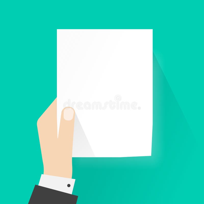 Passi la tenuta del modello di carta illustrazione vuota di vettore, il foglio bianco a4 royalty illustrazione gratis