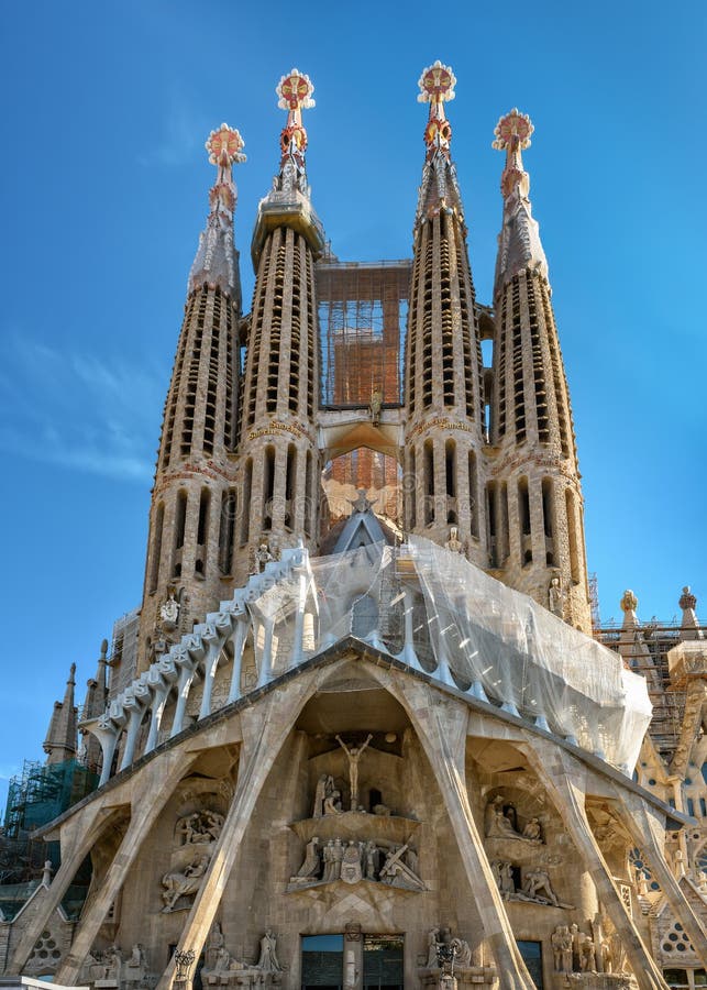 Passion Facade of Sagrada Familia Cathedral in Barcelona Editorial ...