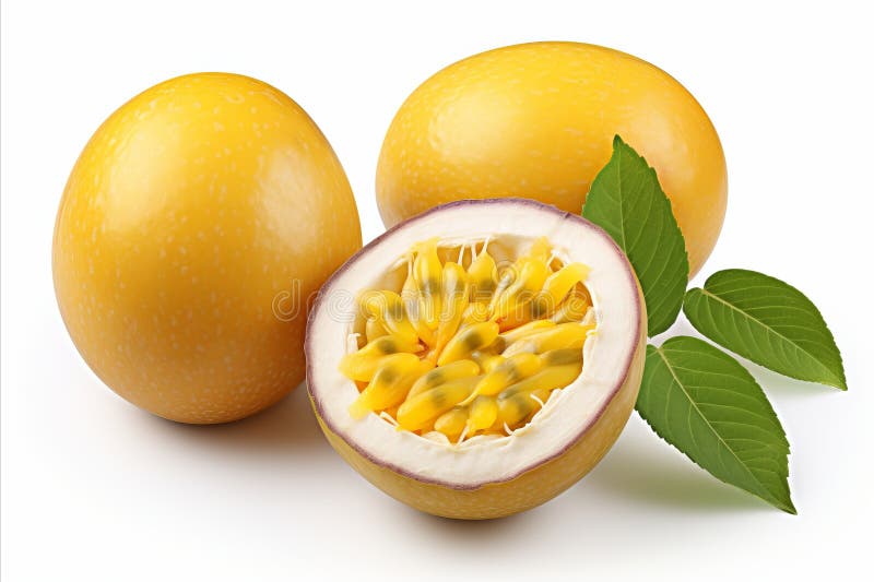 Passion Fruit Isolated on White Background High Quality Detailed Image