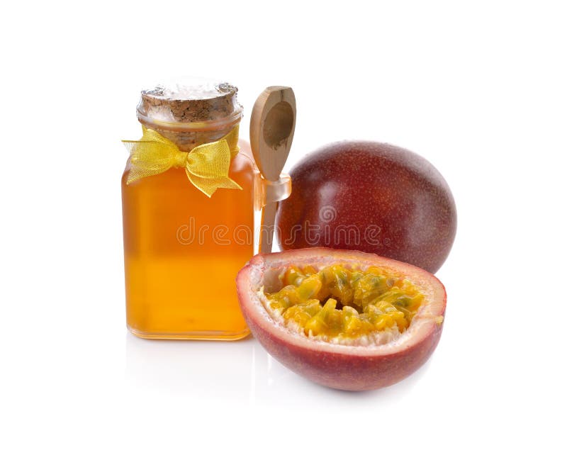 Passion Fruits with Honey on White Stock Image Image of vitamin