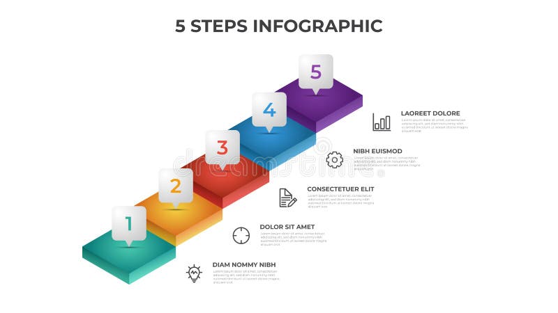 Modelo de elemento infográfico de 4 escadas de degraus