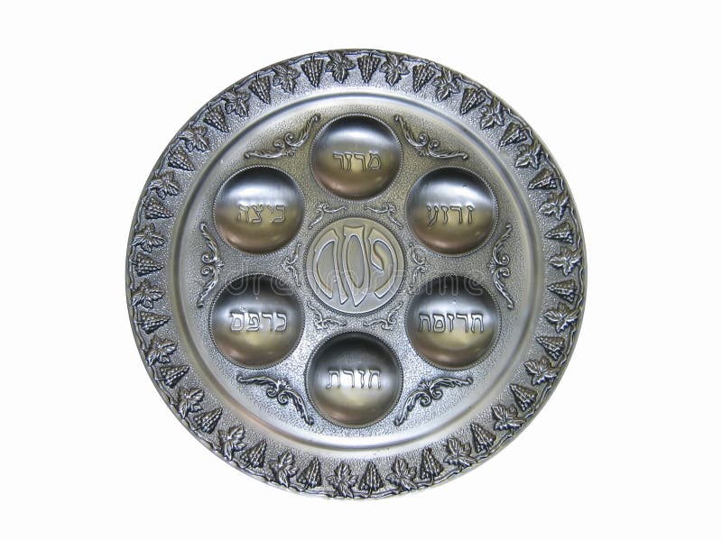 Silver plate for Passover. Seder. Isolated. Silver plate for Passover. Seder. Isolated.