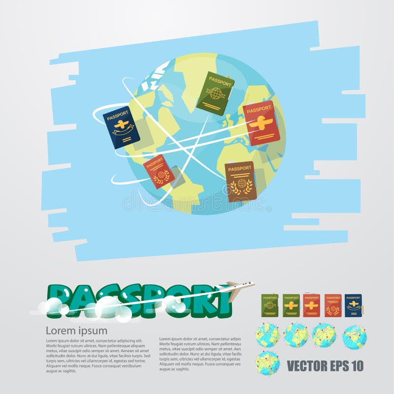 Passport Around the World Stamps Stock Illustration - Illustration of ...