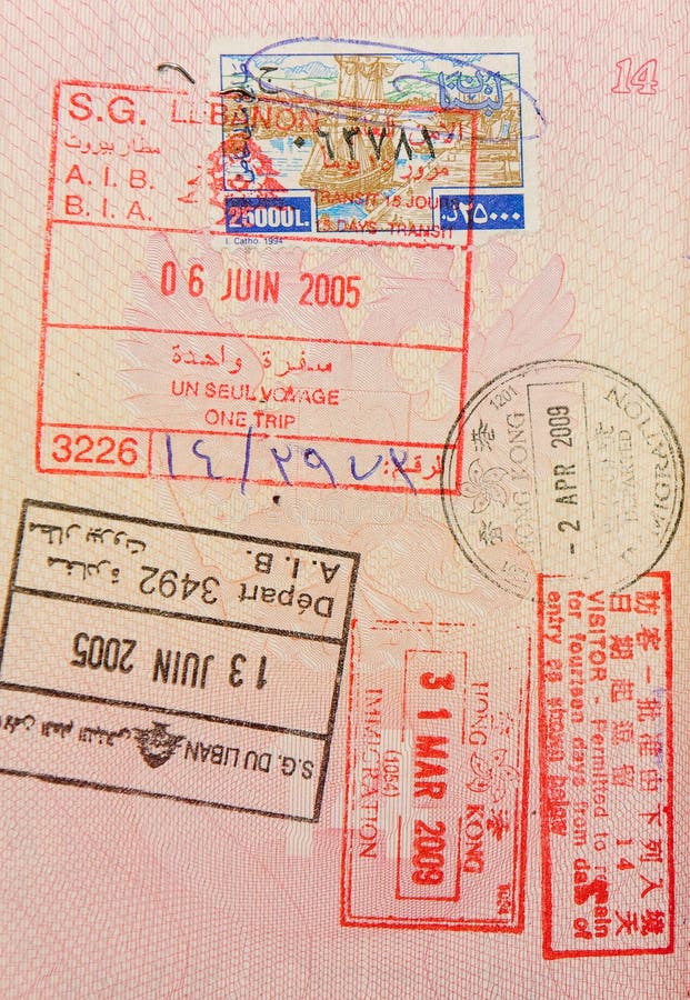 Passport with lebanese and hongkong stamps