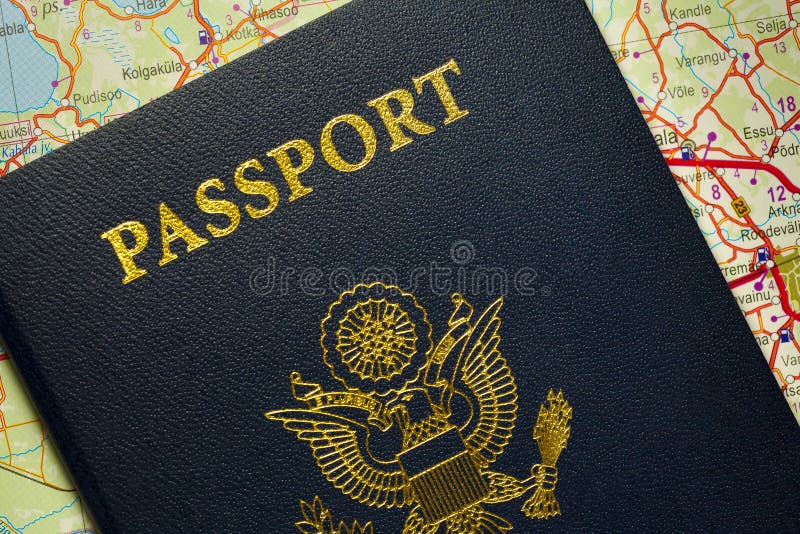 Passport with the symbols of the United States of America. stock photography