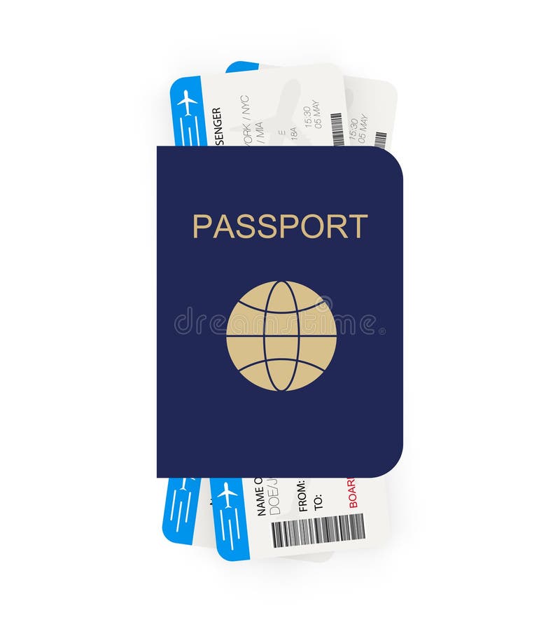 Passport with tickets. Concept icons travel. International document vector illustration Passport with tickets. Concept icons travel. International document vector illustration