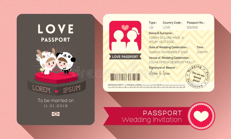 Passport Wedding Invitation vector illustration