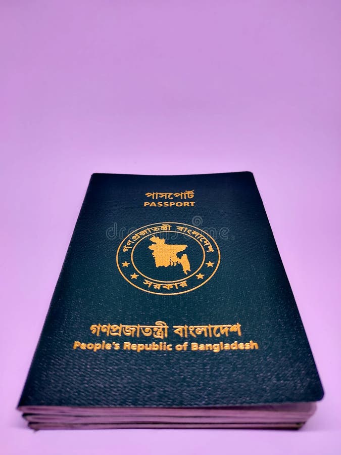 Official Blue Passport of Bangladesh with 100 US Dollar on White
