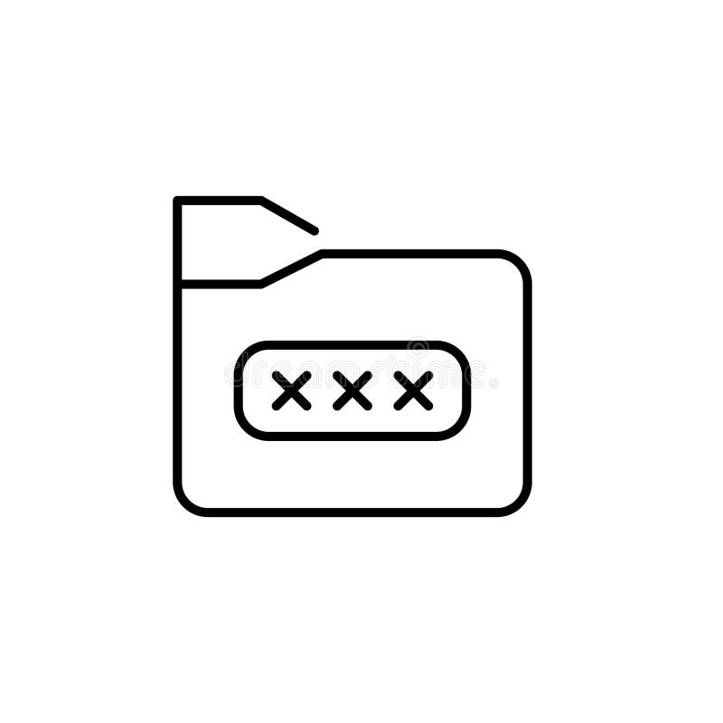 Password enabled file folder access. Pixel perfect vector icon stock illustration