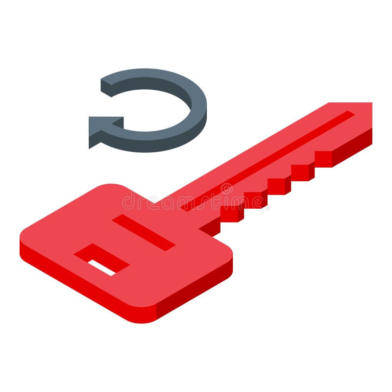 Password key recovery icon isometric vector. Retry access account vector illustration
