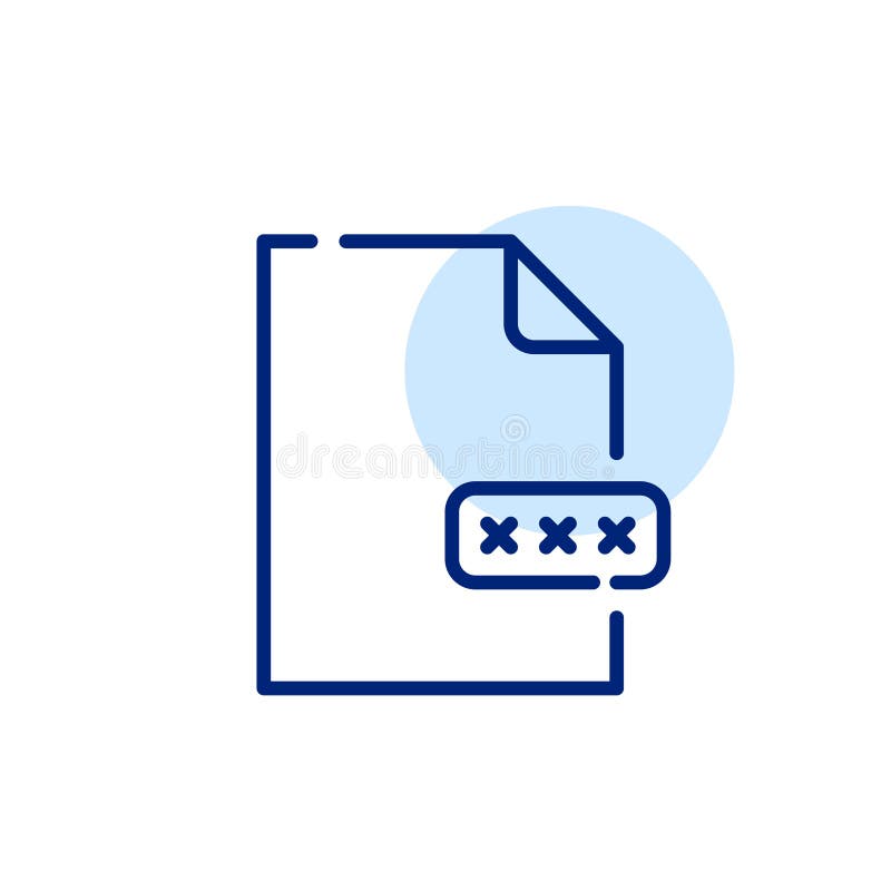 Password protected data. File and dialog box. Pixel perfect, editable stroke vector illustration