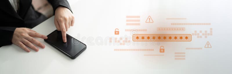 Password security breach warning with red asterisk box Latch stock photos
