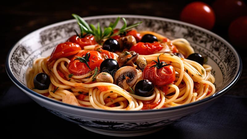 Pasta Alla Puttanesca Generative AI Stock Illustration - Illustration ... Pasta Alla Puttanesca Generative AI Stock Illustration - Illustration ...