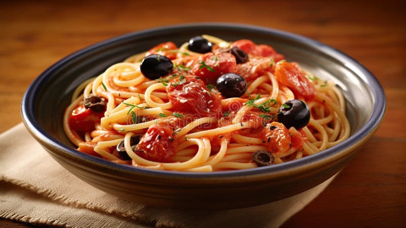 Pasta Alla Puttanesca Generative AI Stock Illustration - Illustration ... Pasta Alla Puttanesca Generative AI Stock Illustration - Illustration ...