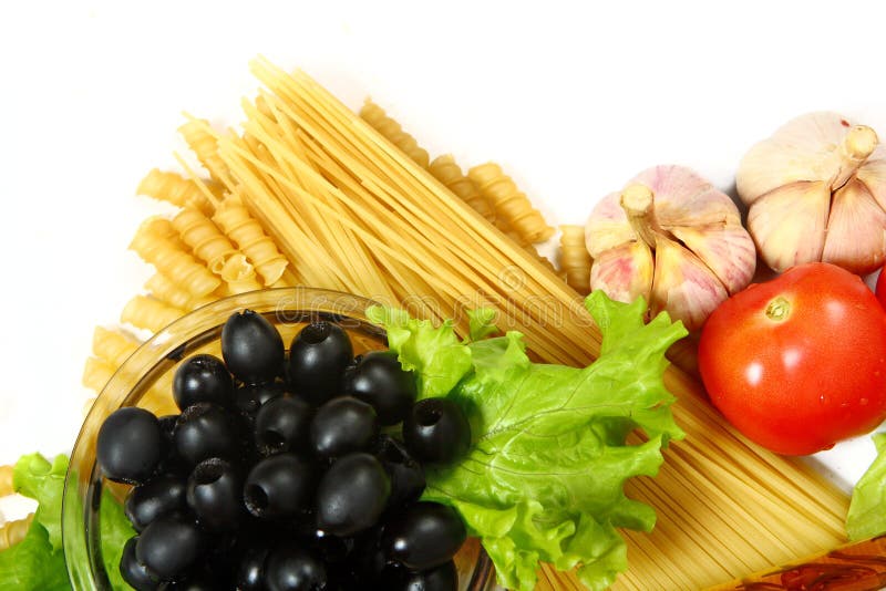 Pasta and black olives stock photo. Image of glass, delicious 24152358